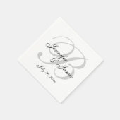 白黒クラシックモノグラム結婚ズペーパーナプキン スタンダードカクテルナプキン (角)