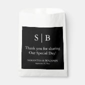 白黒クラシックモノグラム結婚式の引き出物バッグ フェイバーバッグ (正面)