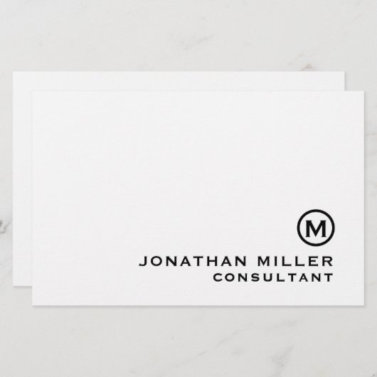 白黒クラシックモノグラム 便箋 (正面/裏面)