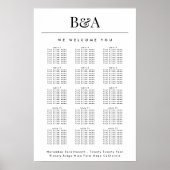 白黒クラシックモノグラ結婚ムの座席表 ポスター (正面)