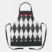 白黒クラシックレッドハーレクインダイアモンドアーガイル エプロン (正面)