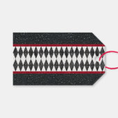 白黒クラシックレッドハーレクインダイアモンドアーガイル ギフトタグ (正面(横))