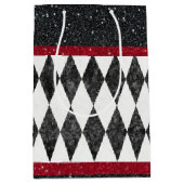 白黒クラシックレッドハーレクインダイアモンドアーガイル ミディアムペーパーバッグ (正面)