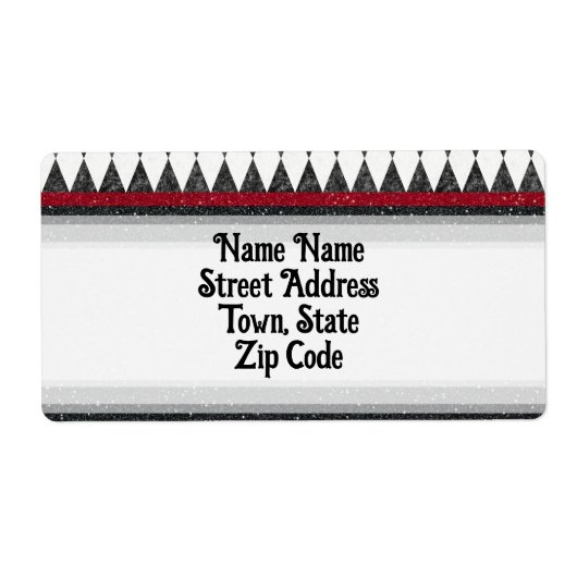 白黒クラシックレッドハーレクインダイアモンドアーガイル ラベル (正面)