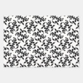 白黒クラシックロココパターンクリスマス ラッピングペーパーシート (正面2)