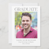 白黒クラシック写真の卒業発表 案内状 (正面)