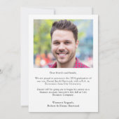 白黒クラシック写真の卒業発表 案内状 (裏面)