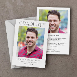 白黒クラシック写真の卒業発表 案内状