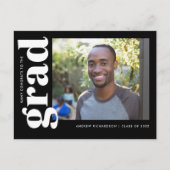 白黒クラシック写真卒業 案内ポストカード (正面)