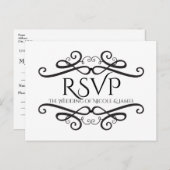 白黒クラシック婚約結婚RSVP インビテーションポストカード (正面/裏面)
