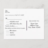 白黒クラシック婚約結婚RSVP インビテーションポストカード (裏面)