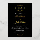 白黒クラシック実在金ゴールドモノグラ結婚ム 箔招待状 (正面)