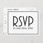 白黒クラシック式シンプルRSVP インビテーションポストカード (正面/裏面)