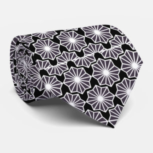 白黒クラシック抽象芸術フローラルパターンメン ネクタイ
