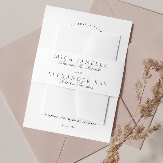 白黒クラシック書道フォーマル結婚の 招待状ベリーバンド