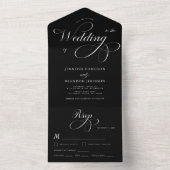 白黒クラシック書道結婚の オールインワン招待状 (内側)