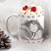 白黒クラシック格子状タータンチェック家族写真 ジャンボコーヒーマグカップ