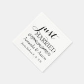 白黒クラシック結婚たった今結婚しました スタンダードカクテルナプキン (角)