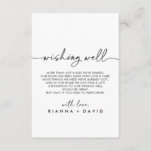 白黒クラシック結婚の願い井戸 エンクロージャーカード (正面)