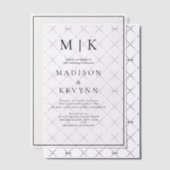 白黒クラシック結婚の ベラム紙招待状 (オフセット (招待状))