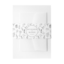 白黒クラシック結婚フローラ腹帯 招待状ベリーバンド