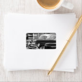 白黒クラシック車の住所 シール (インサイチュ)