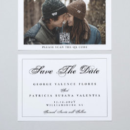 白黒クラシックQRコードエレガント写真 セーブザデート