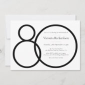 白黒クラシーカスタムミニマリスト80誕生日 招待状 (正面)