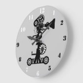 白黒クリエイティブ付きカメラ ラージ壁時計 (傾斜)