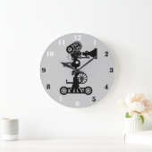 白黒クリエイティブ付きカメラ ラージ壁時計 (ホーム)