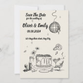 白黒クリエイティブ結婚式招待状 招待状 (正面)