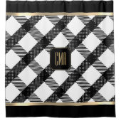 白黒クリスクロスデザイン シャワーカーテン (正面)