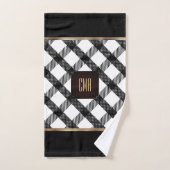 白黒クリスクロスデザイン バスタオルセット (ハンドタオル)