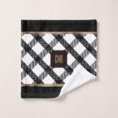 白黒クリスクロスデザイン バスタオルセット (ウォッシュタオル)