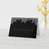 白黒クリスタルスノーフレークおめでとうございます カード (黄色い花)