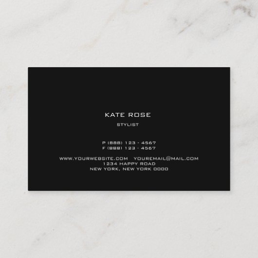 白黒クリスタルダイヤモンドヘアドレッサー美しい 名刺 (裏面)