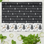 白黒クリスマスかわいい キッチンタオル (折り畳み)