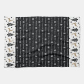 白黒クリスマスかわいい キッチンタオル (横)