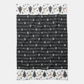 白黒クリスマスかわいい キッチンタオル (縦)