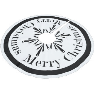 白黒クリスマスの雪片の木のスカート ブラッシュドポリエステルツリースカート