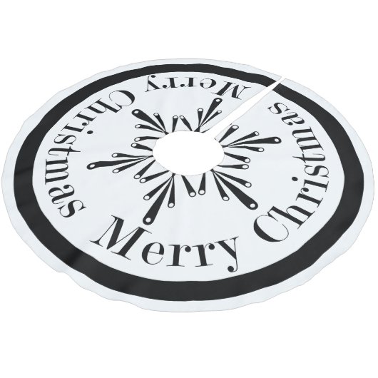 白黒クリスマスの雪片の木のスカート ブラッシュドポリエステルツリースカート (アングル)