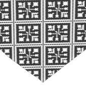 白黒クリスマスの雪片パターン ショートテーブルランナー (コーナー)