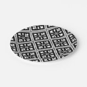 白黒クリスマスの雪片パターン ペーパープレート (アングル)