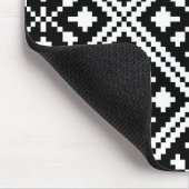 白黒クリスマスの雪片パターン マウスパッド (コーナー)