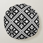 白黒クリスマスの雪片パターン ラウンドクッション (裏面)