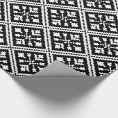 白黒クリスマスの雪片パターン ラッピングペーパー (角)