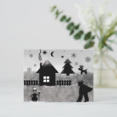 白黒クリスマスイラストレーションはがき シーズンポストカード (スタンド正面)