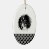 白黒クリスマスカスタム写真テンプレート セラミックオーナメント (右)