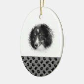 白黒クリスマスカスタム写真テンプレート セラミックオーナメント (左)