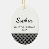 白黒クリスマスカスタム写真テンプレート セラミックオーナメント (裏面)